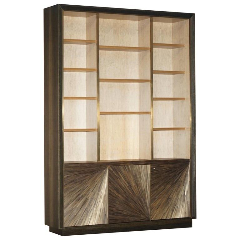 Rrp €52,355 Museum Quality Made In France Jallu Massive Straw Marquetry Bookcase