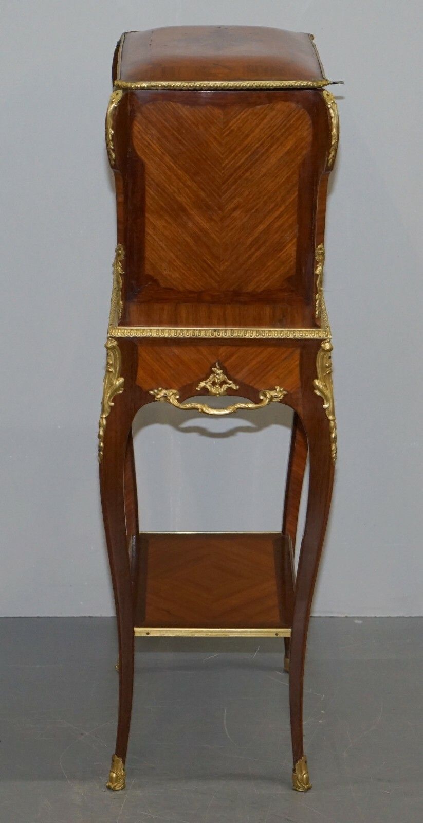 Stamped Alfred Beurdeley Tulip & King Wood Bronze Jewellery Casket On Stand photo vintage