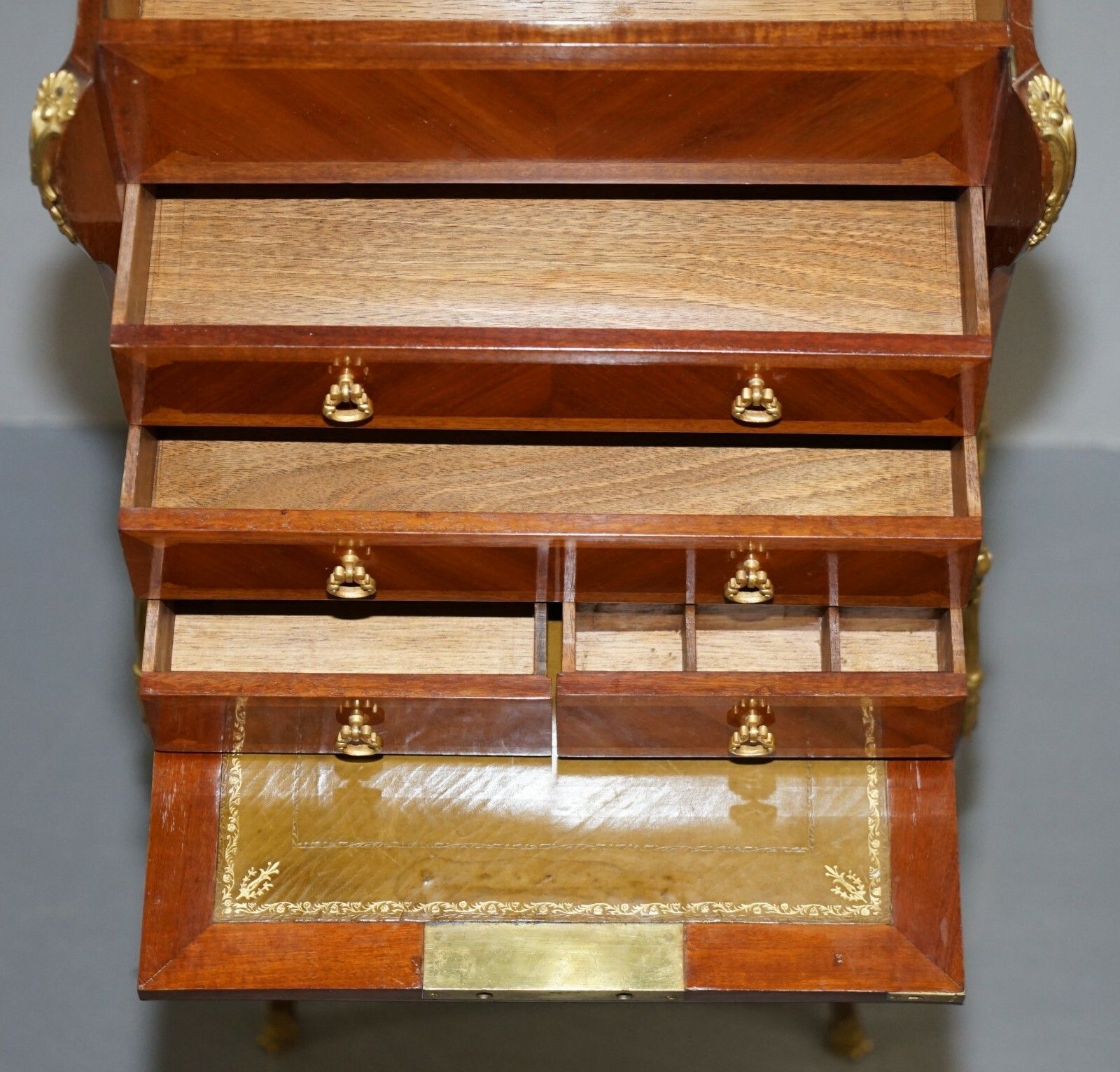 30000.0 Stamped Alfred Beurdeley Tulip & King Wood Bronze Jewellery Casket On Stand photo