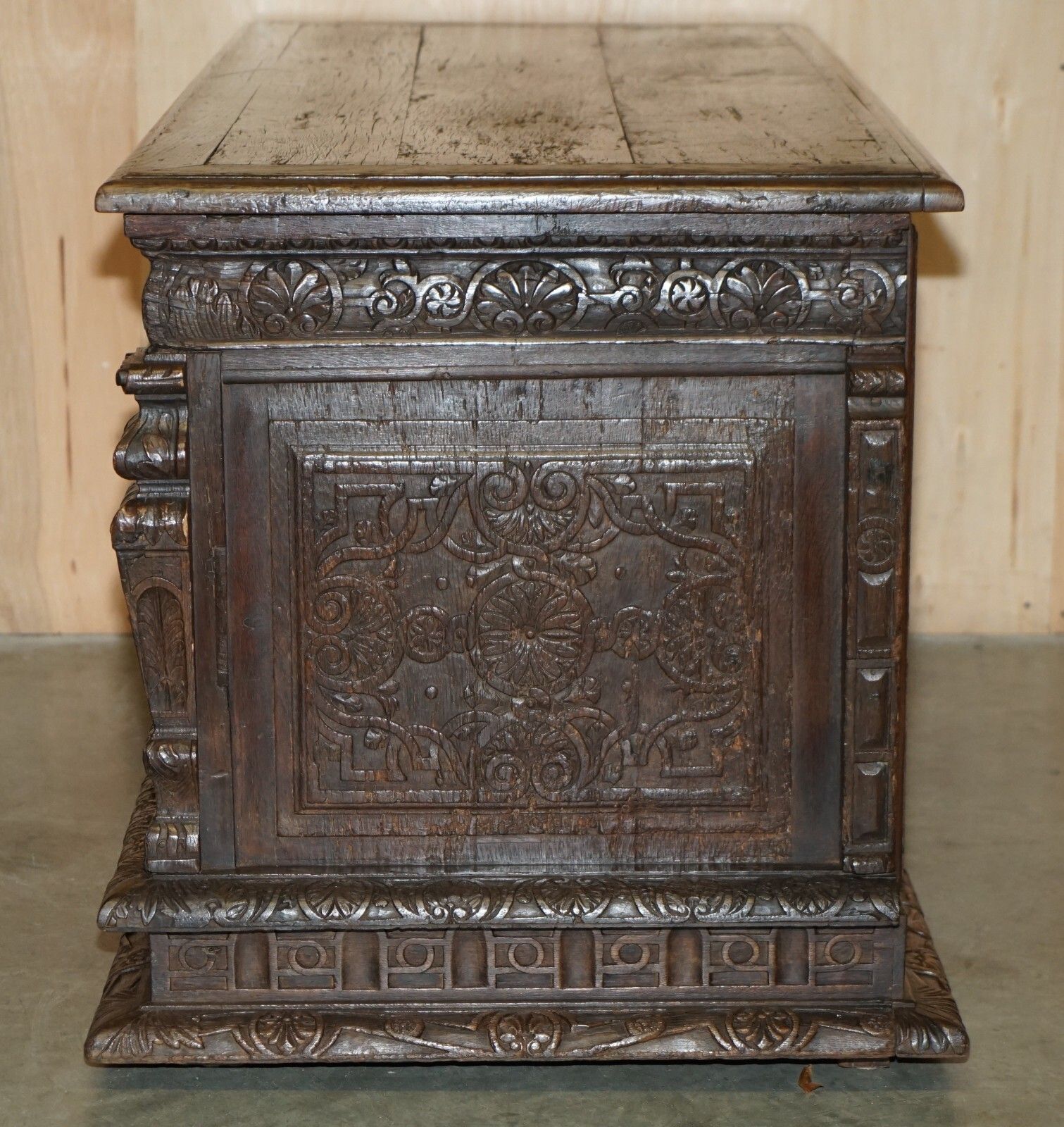 photo furniture 16th Century Museum Quality Exhibition Hand Carved Italian Cassone Desk Table