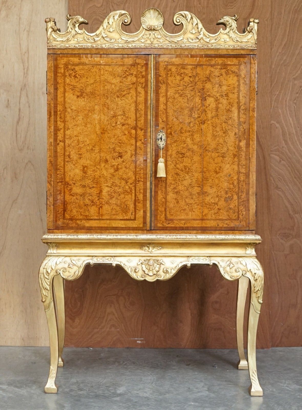Important Antique George II Circa 1740 Mulberry Wood Giltwood Drinks Cabinet photo furniture