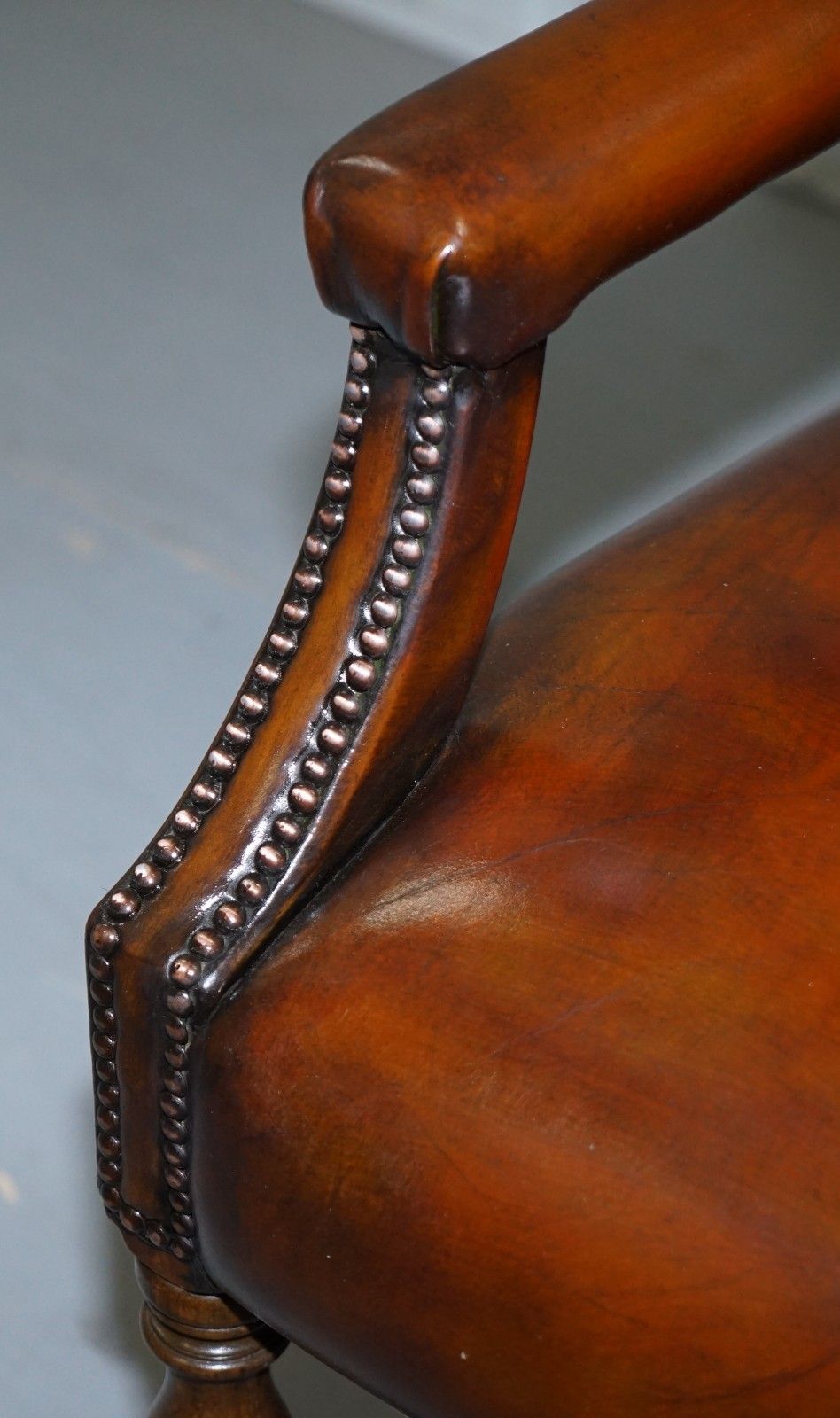 8 Howard & Son's Stamped Circa 1900 Brown Leather Carver Gainsborough Armchairs photo buy