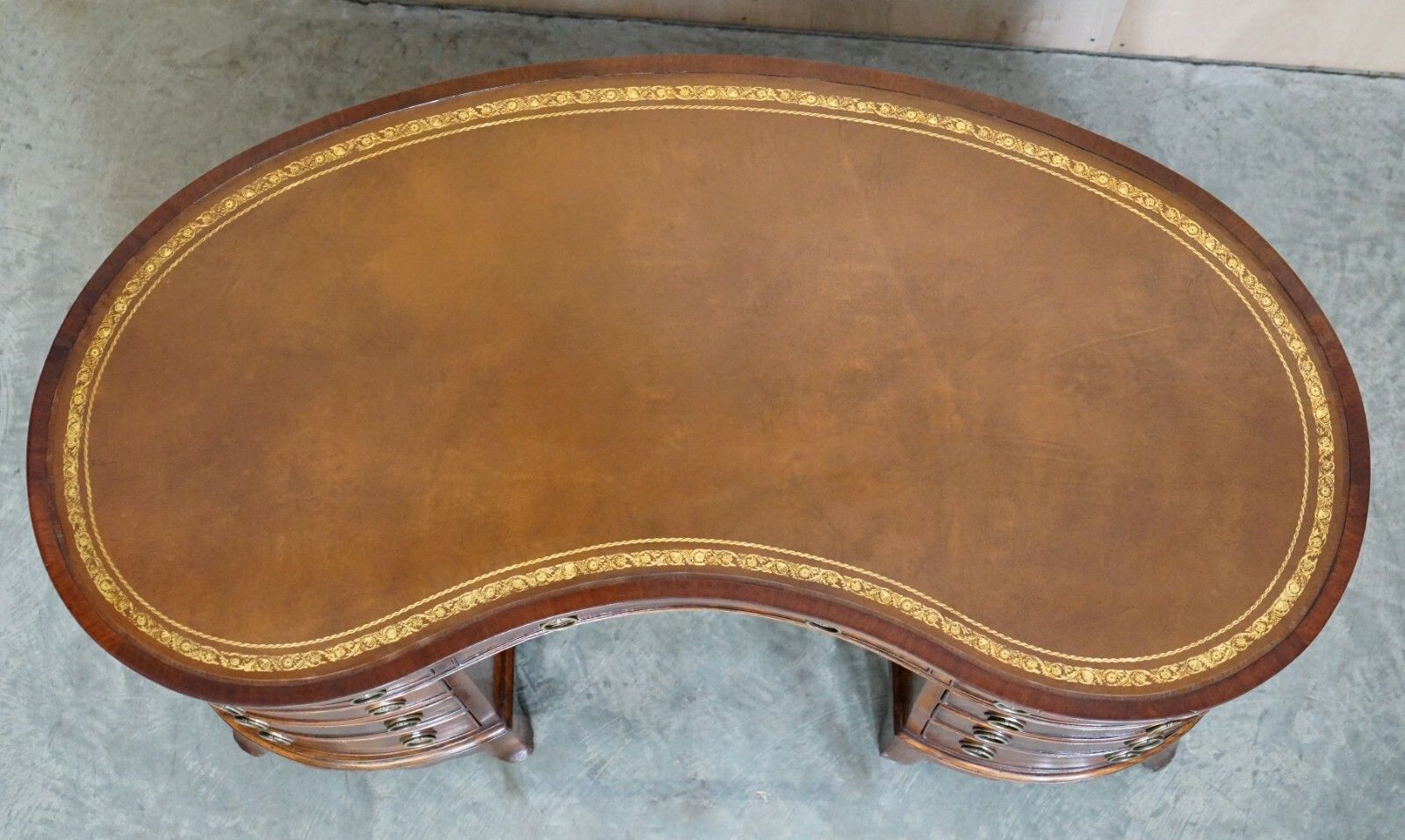 Important Fully Restored Antique Victorian Bookcase Back Leather Top Kidney Desk photo 20000.0