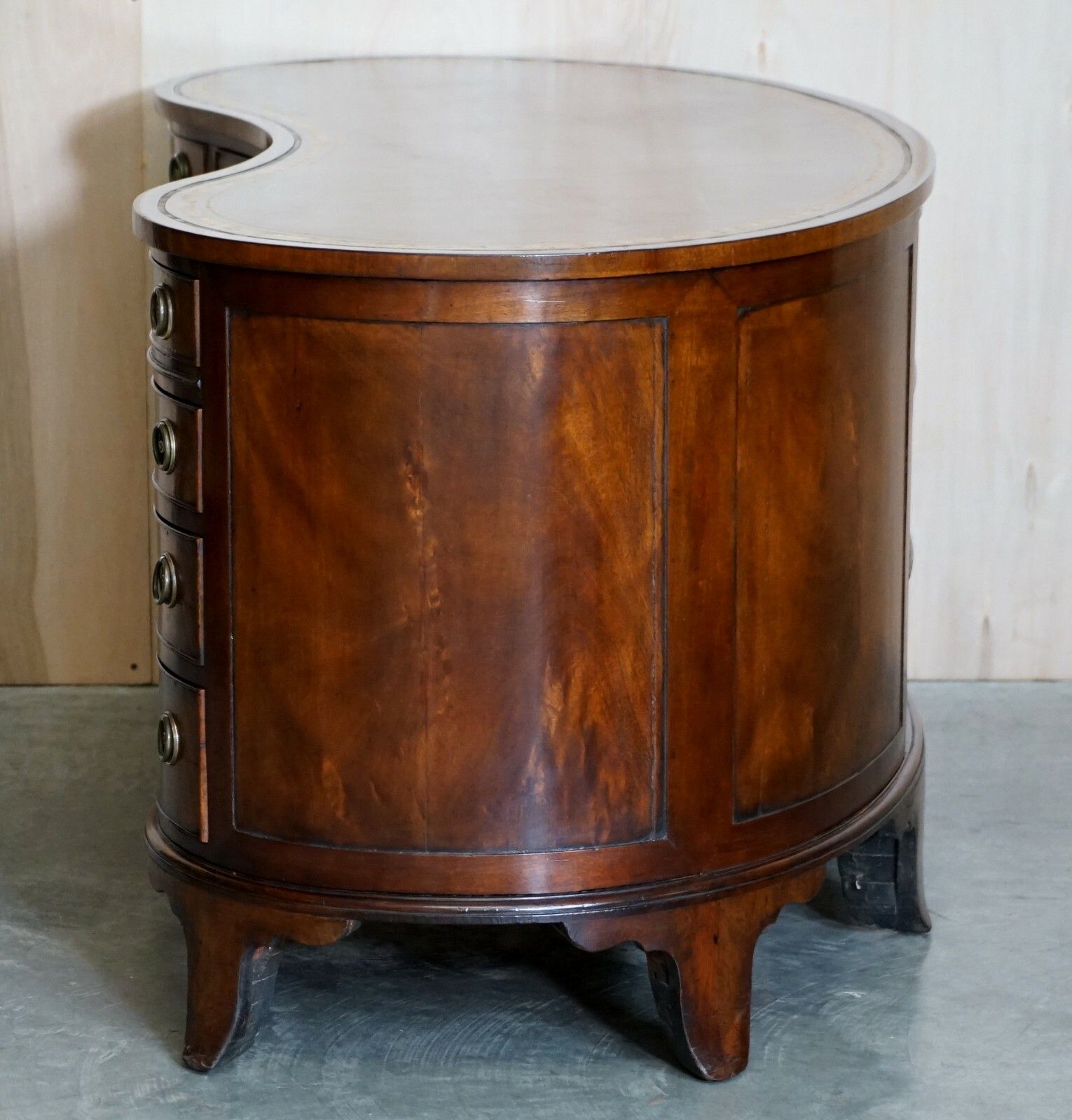 photo furniture Important Fully Restored Antique Victorian Bookcase Back Leather Top Kidney Desk