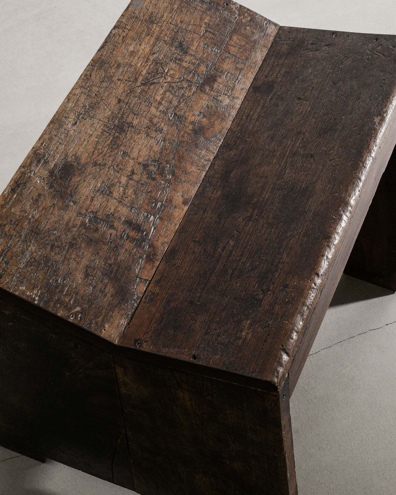 French Mid Century Wooden Sewing Low Stool In Stained Teak By Pierre Jeanneret, 1950s photo vinterior