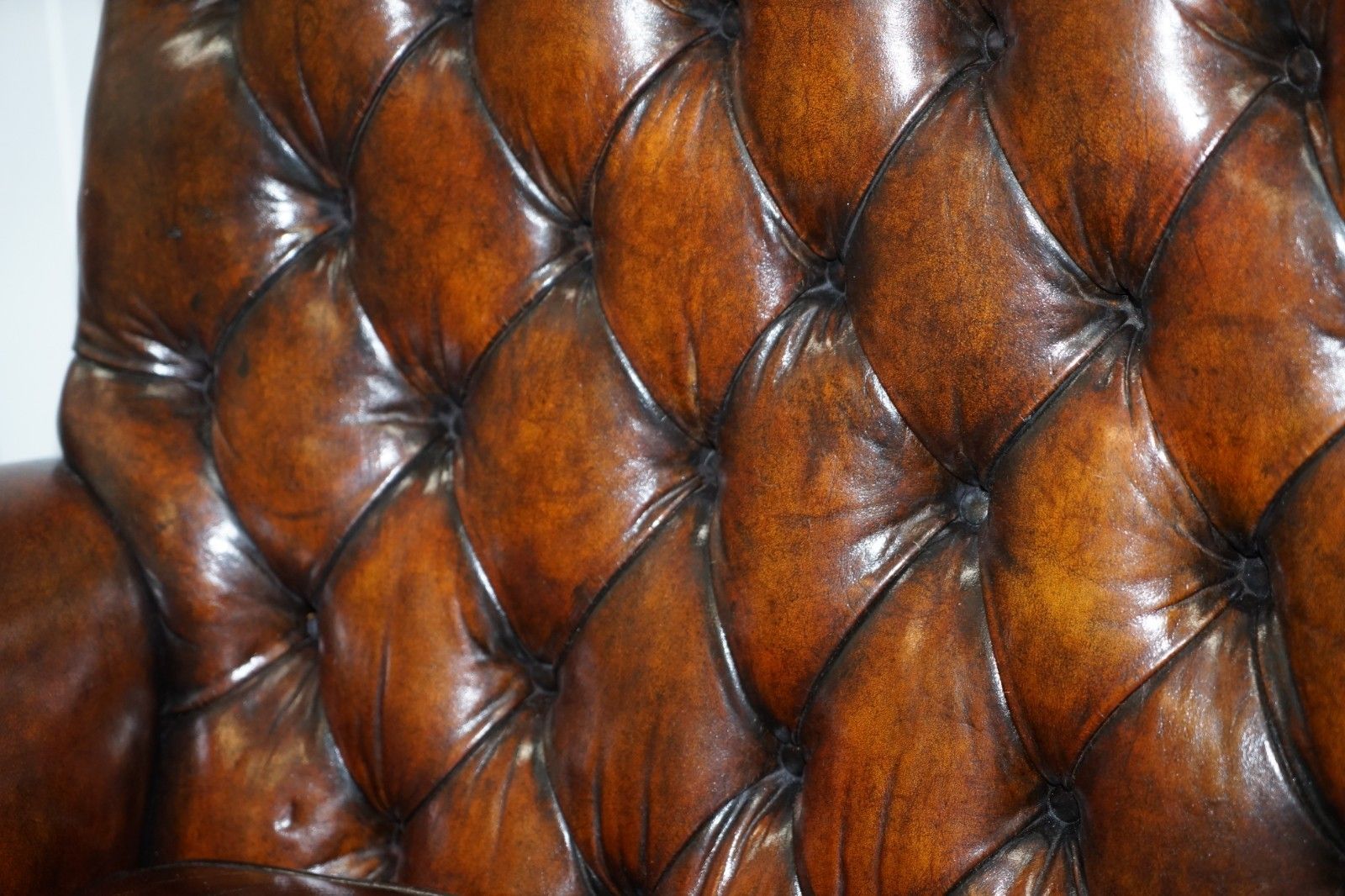 Victorian Georgian Irish Brown Leather Chesterfield Sofa Lion Hairy Paw Feet photo vinterior