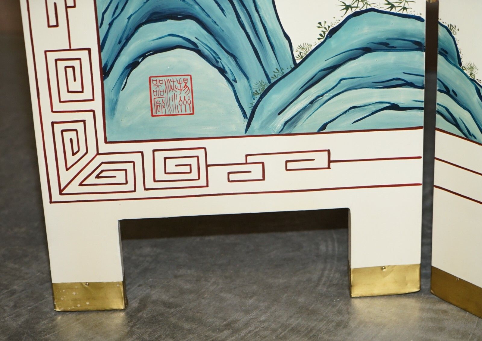 Home Decor Rare & Collectable Antique Chinese Export Hardstone Folding Screen Room Divider photo
