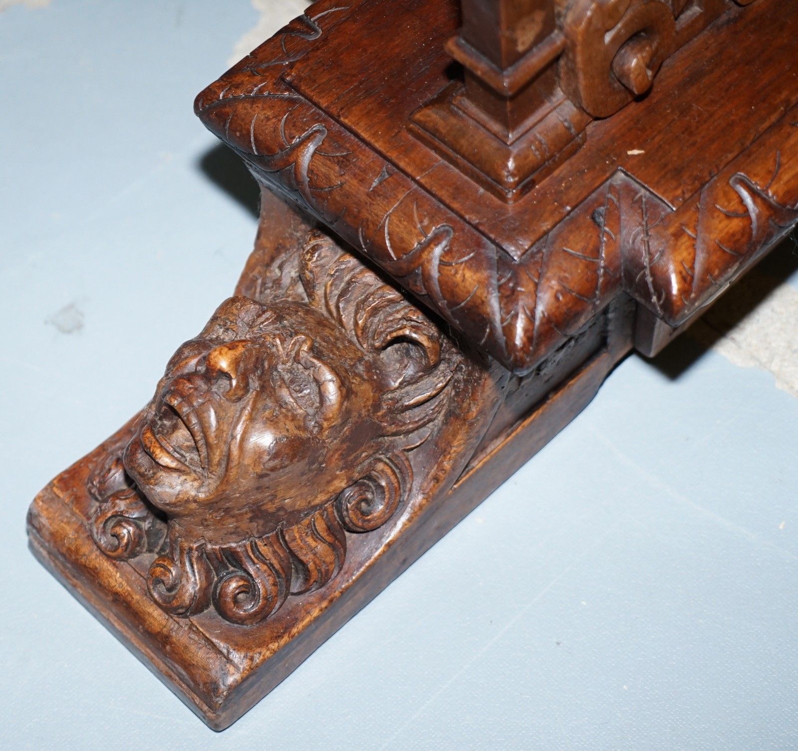 Rare 18th Century French Walnut Renaissance Extending High Table Heavily Carved photo buy