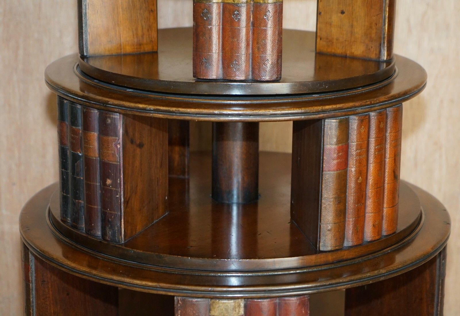 Restored Regency Circa 1810 Revolving Mahogany Library Bookcase With Faux Books photo buy