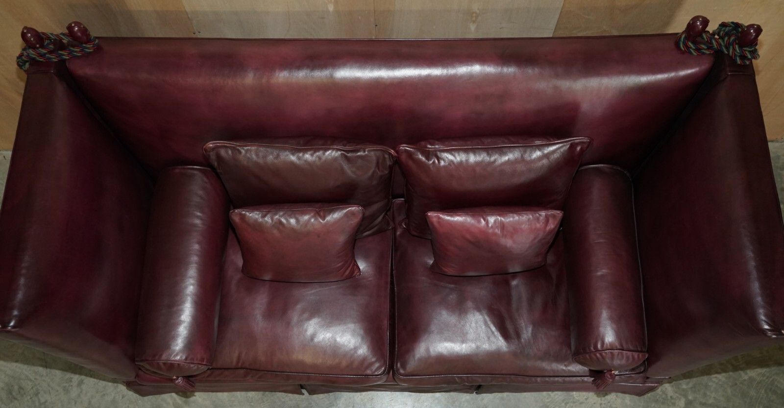 Fully Restored Antique Victorian Oxblood Knole Sofa Feather Filled Cushions photo buy