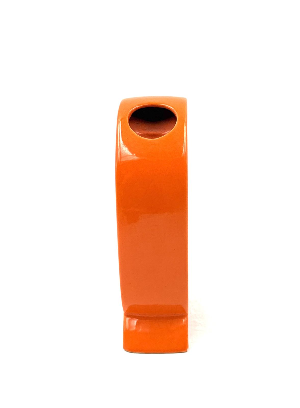 photo furniture Space Age Orange Q Letter Shaped Ceramic Solifleur Vase, Marcel Radureau Ca. 1970