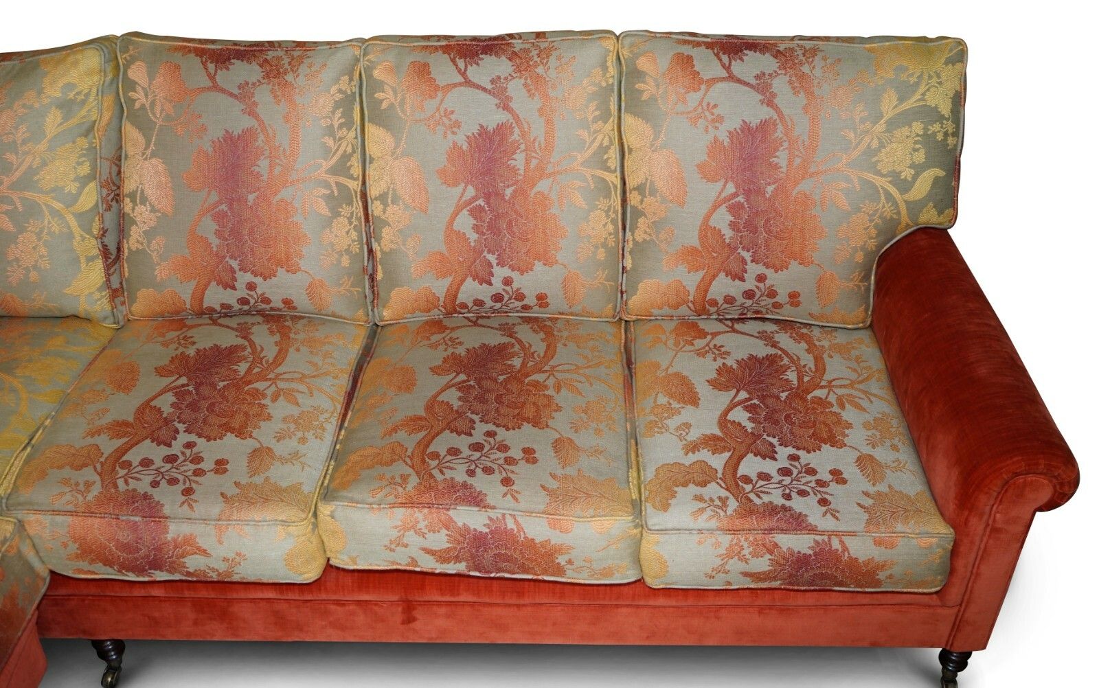 George Smith Signature Large 7 Seater Corner Sofa With Velour Floral Upholstery photo Furniture