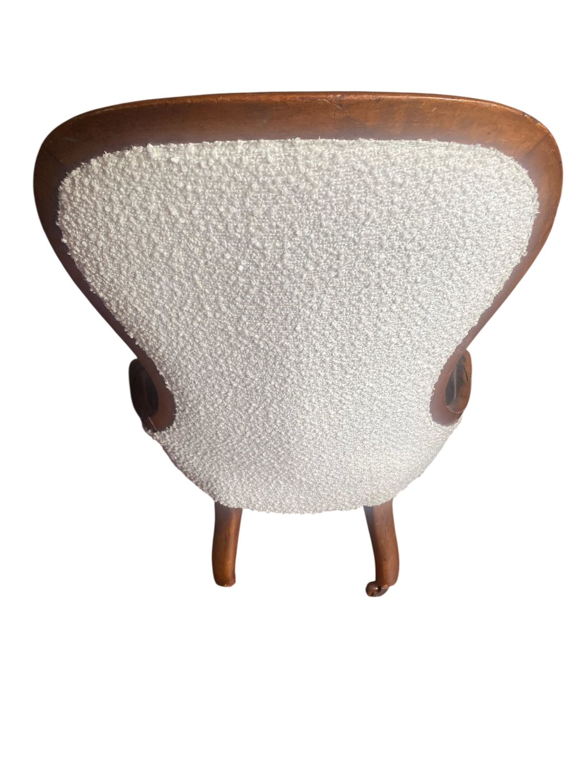Victorian Mahogany Nursing Chair In Ivory Boucle photo furniture