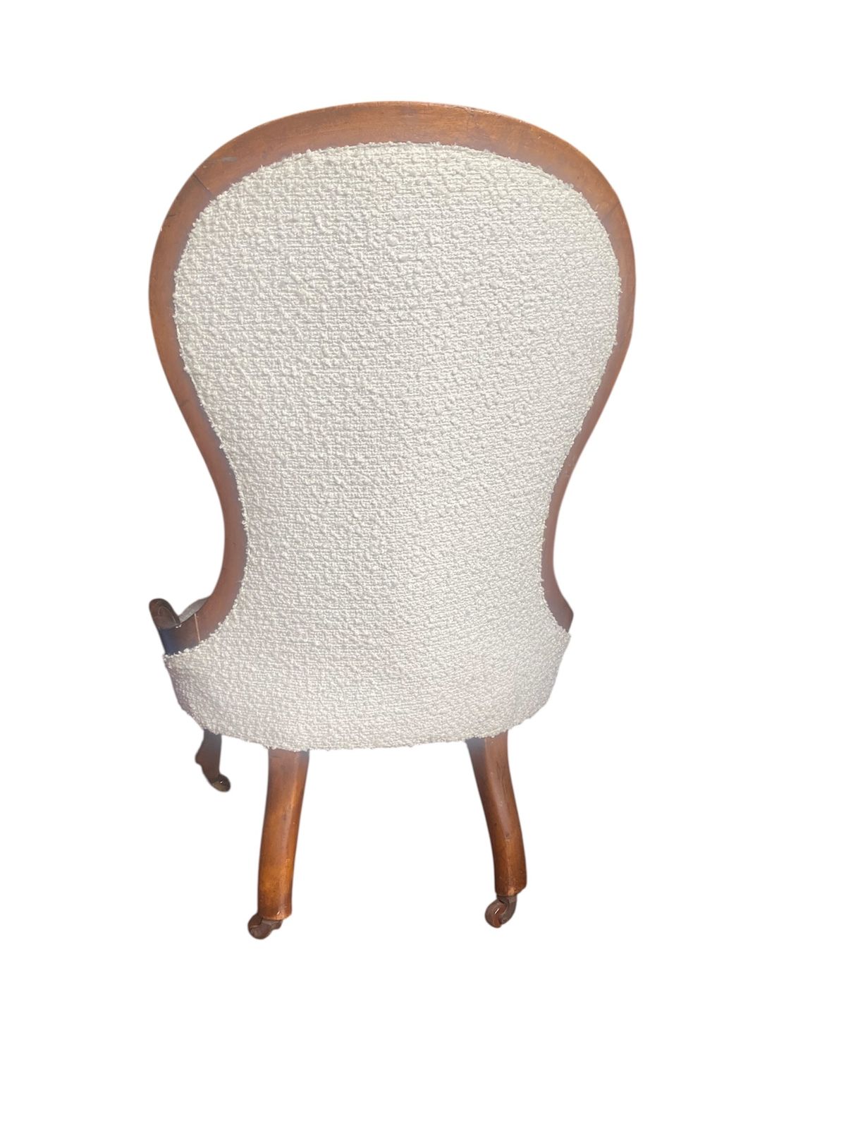 Victorian Mahogany Nursing Chair In Ivory Boucle photo Furniture