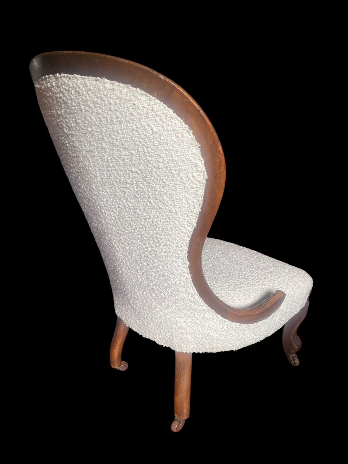 Victorian Mahogany Nursing Chair In Ivory Boucle photo 395.0