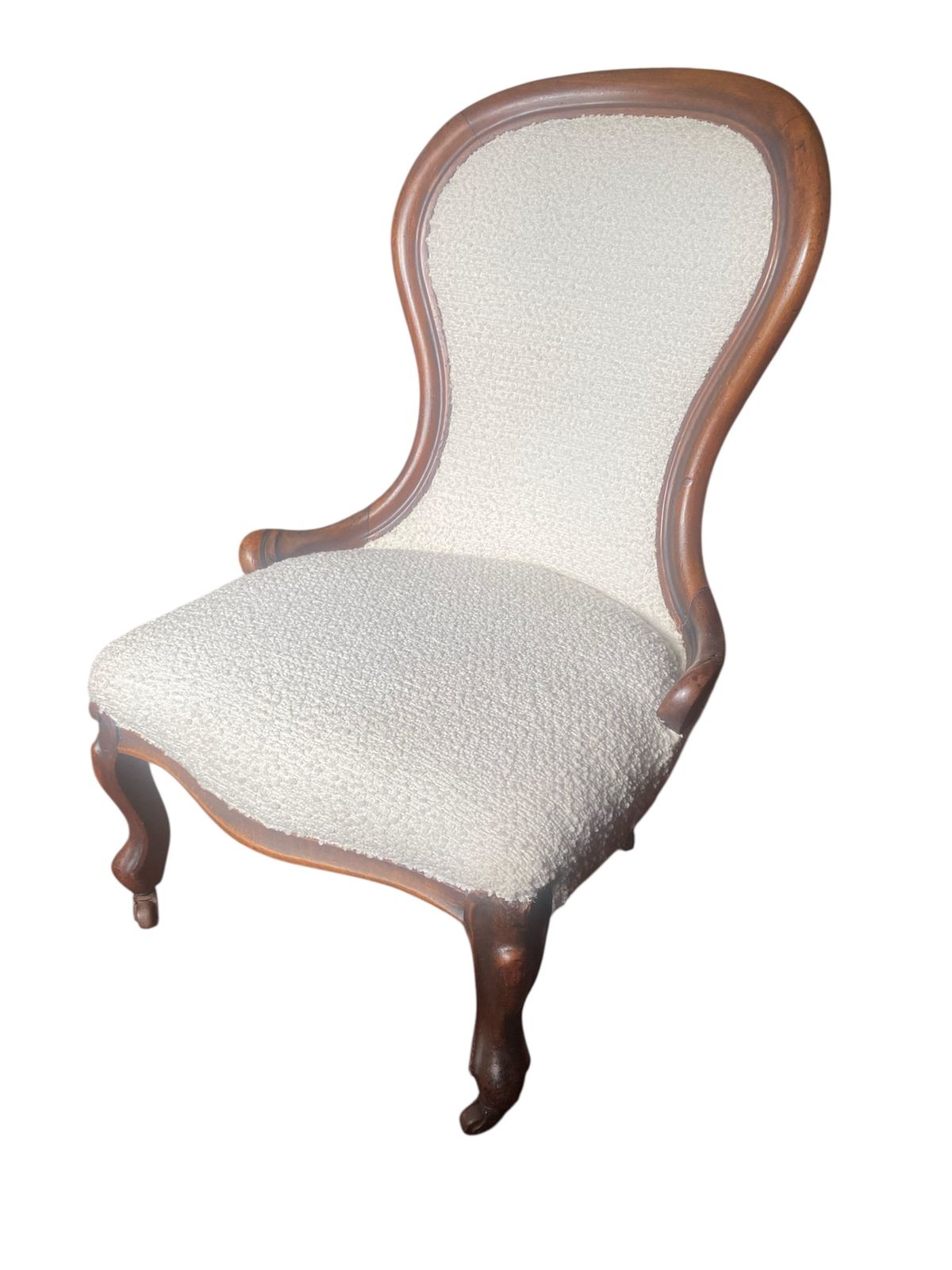 Victorian Mahogany Nursing Chair In Ivory Boucle photo buy