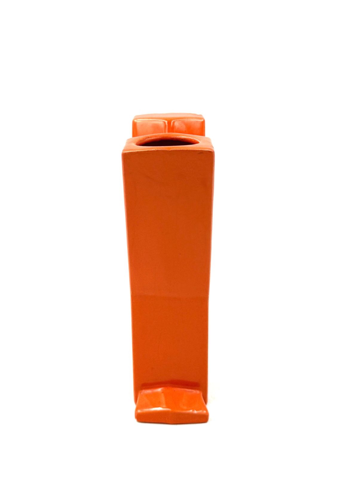 photo furniture Space Age Orange Y Letter Shaped Ceramic Solifleur Vase, Marcel Radureau France Ca. 1970