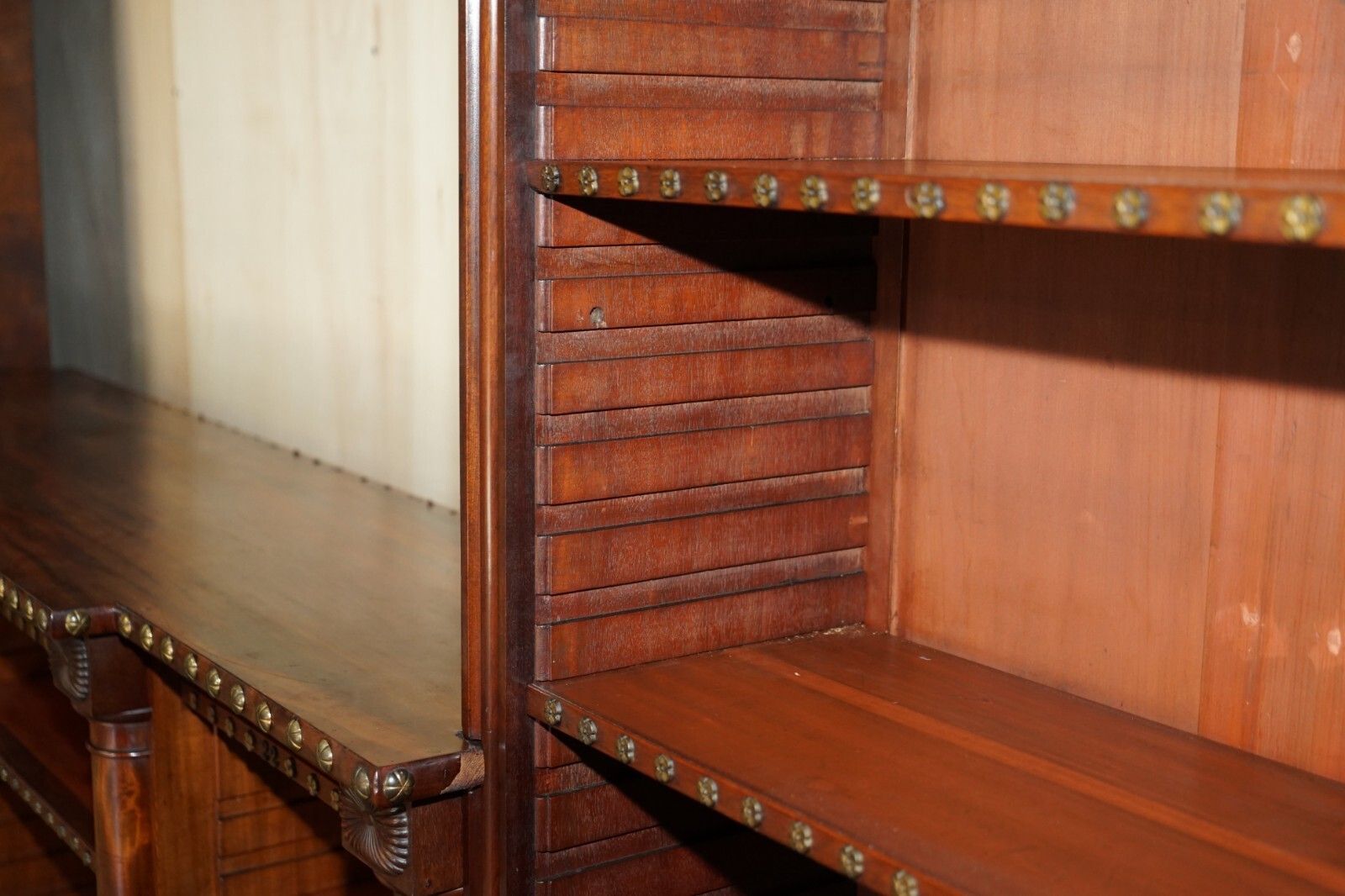 photo for sale Important Antique William IV 1830 3.5 Meter Wide Library Bookcase Brass Gallery