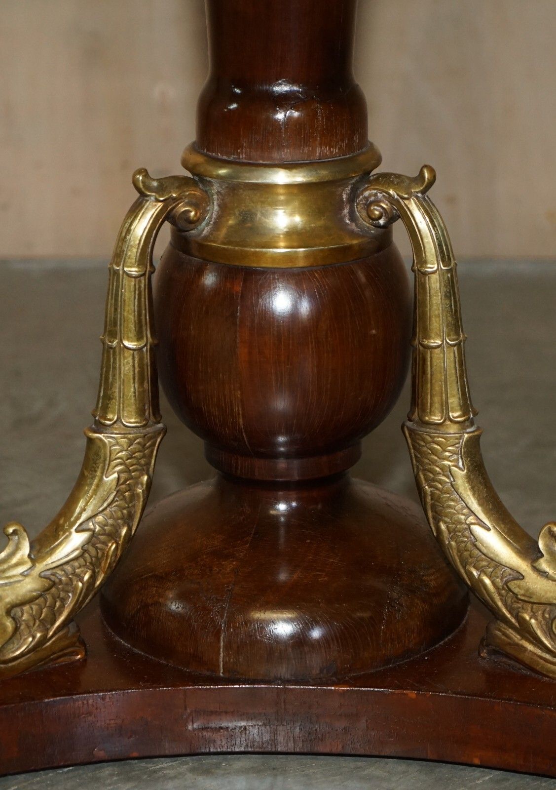 Important 19th Century Gilt Brass Dolphin Italian Carrara Marble Centre Table photo vintage