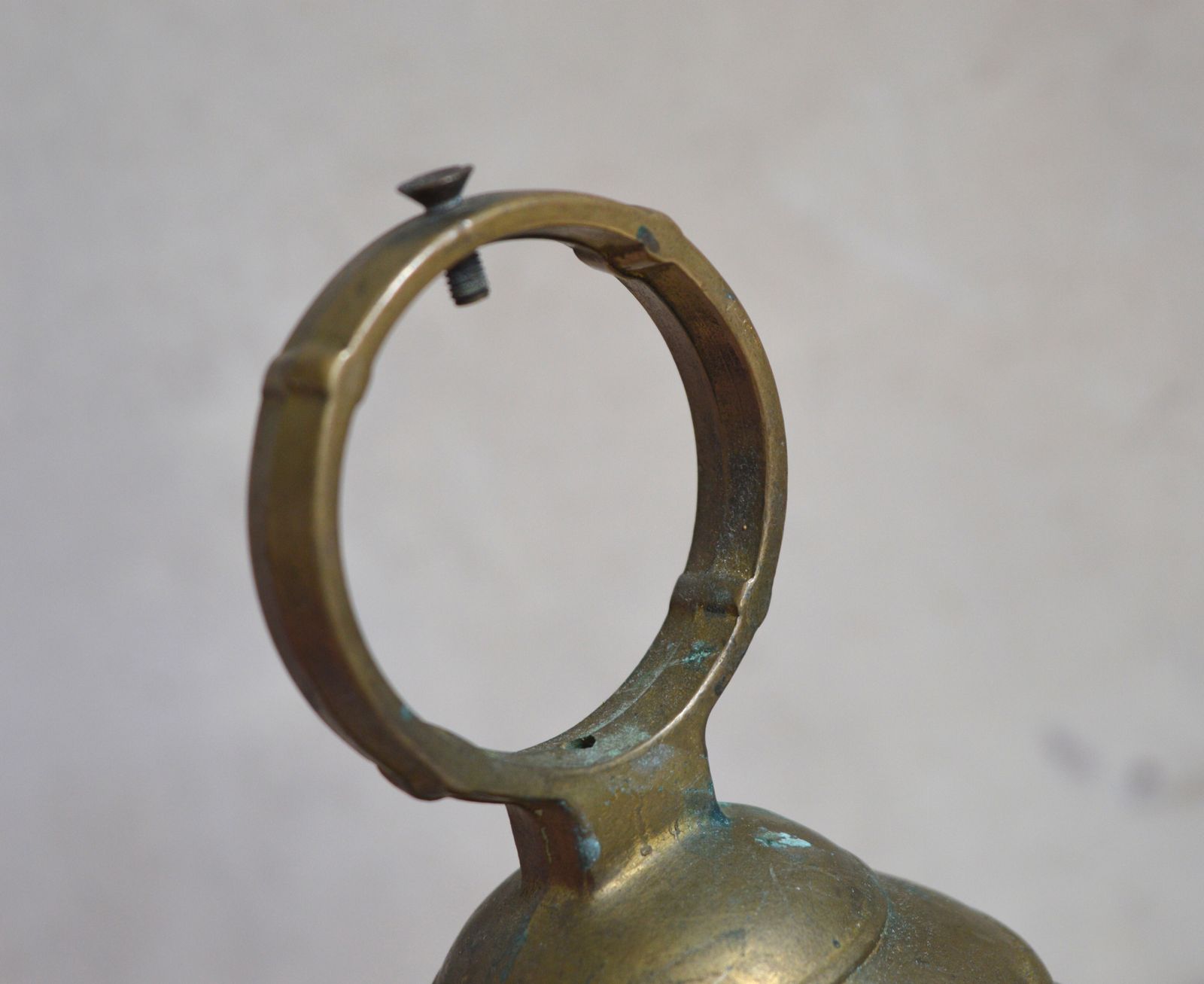 French Antique Solid Heavy Embossed Brass Bell, Bearing The Latin Motto " Qui Me Tangit Vocem Meam Audi '' photo 138.0