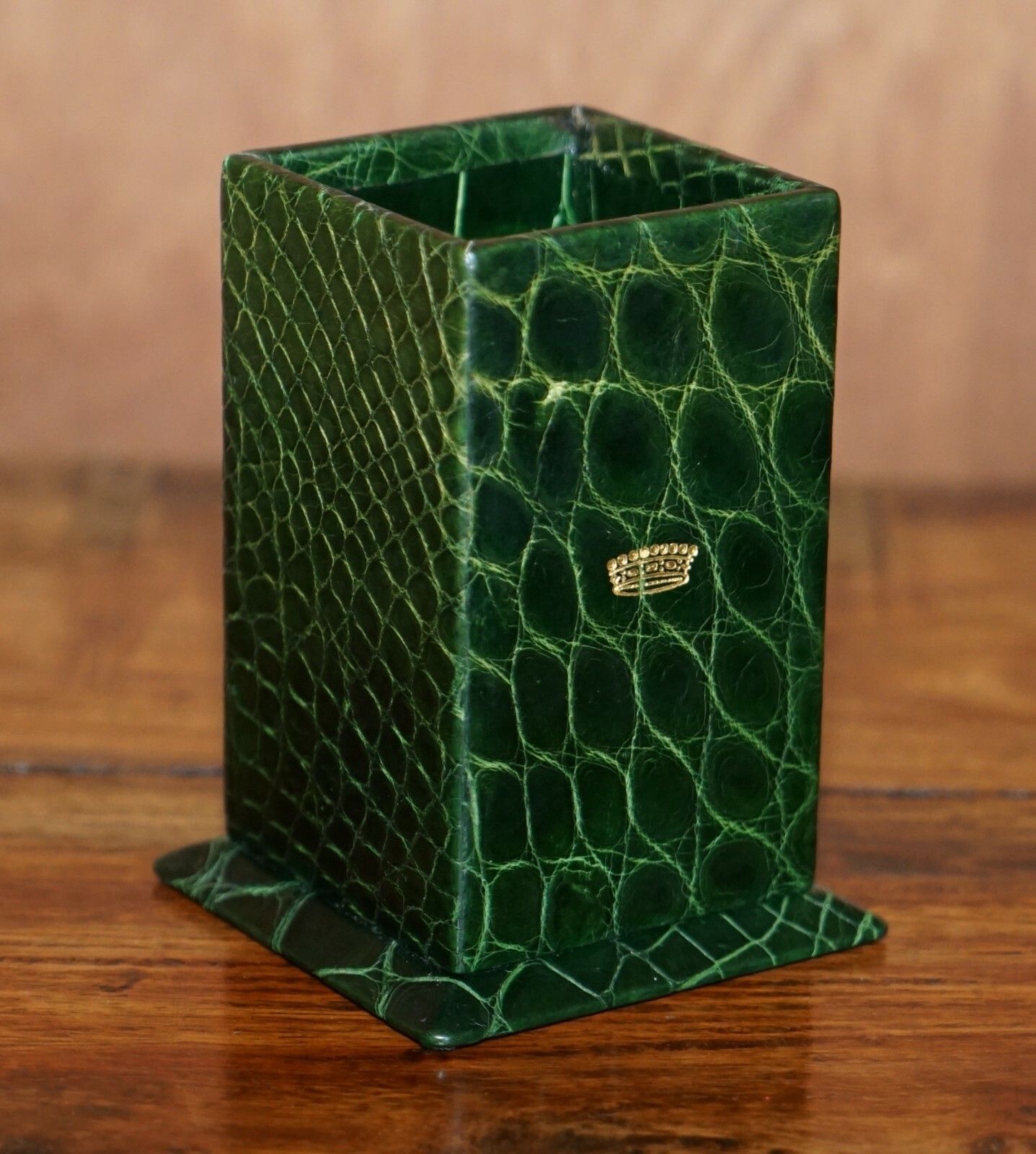 photo for sale Count Owned £17,000 Asprey 24ct Gold Green Crocodile Leather 7 Piece Desk Set