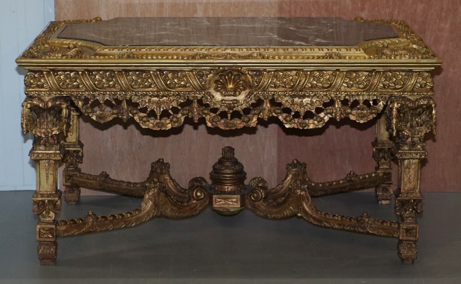 Large Important 19th Century Continetal Carved Giltwood And Marble Centre Table photo furniture
