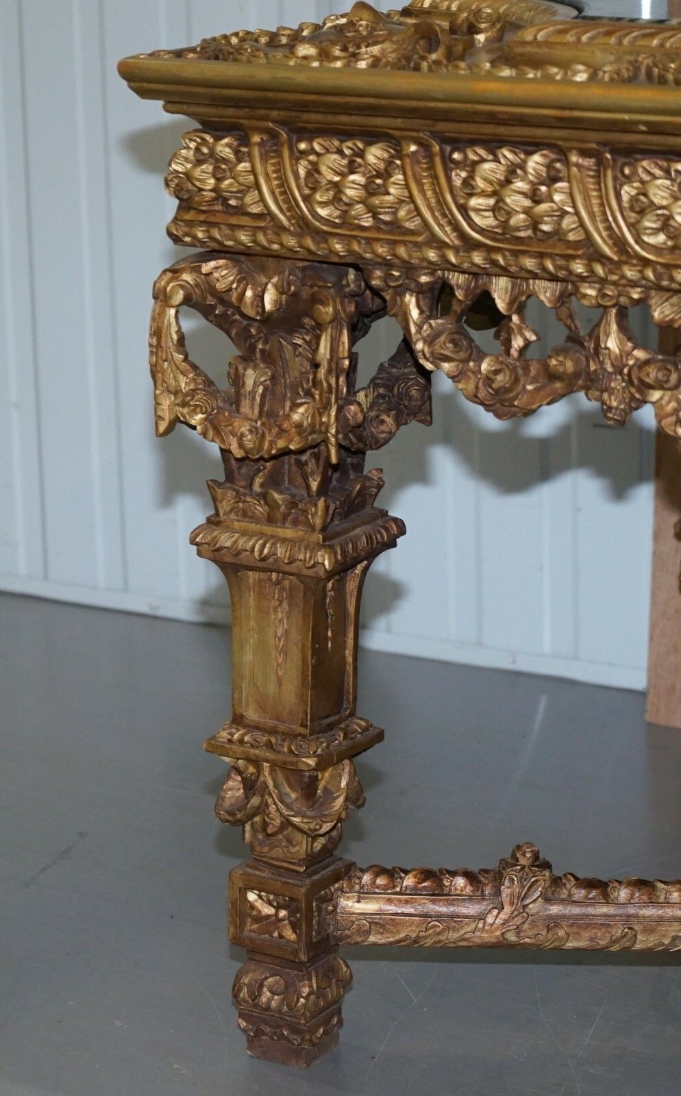 Large Important 19th Century Continetal Carved Giltwood And Marble Centre Table photo buy