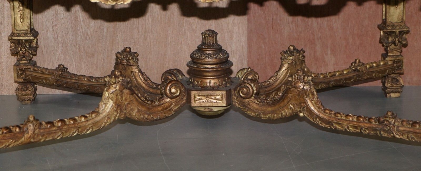 Large Important 19th Century Continetal Carved Giltwood And Marble Centre Table photo vintage