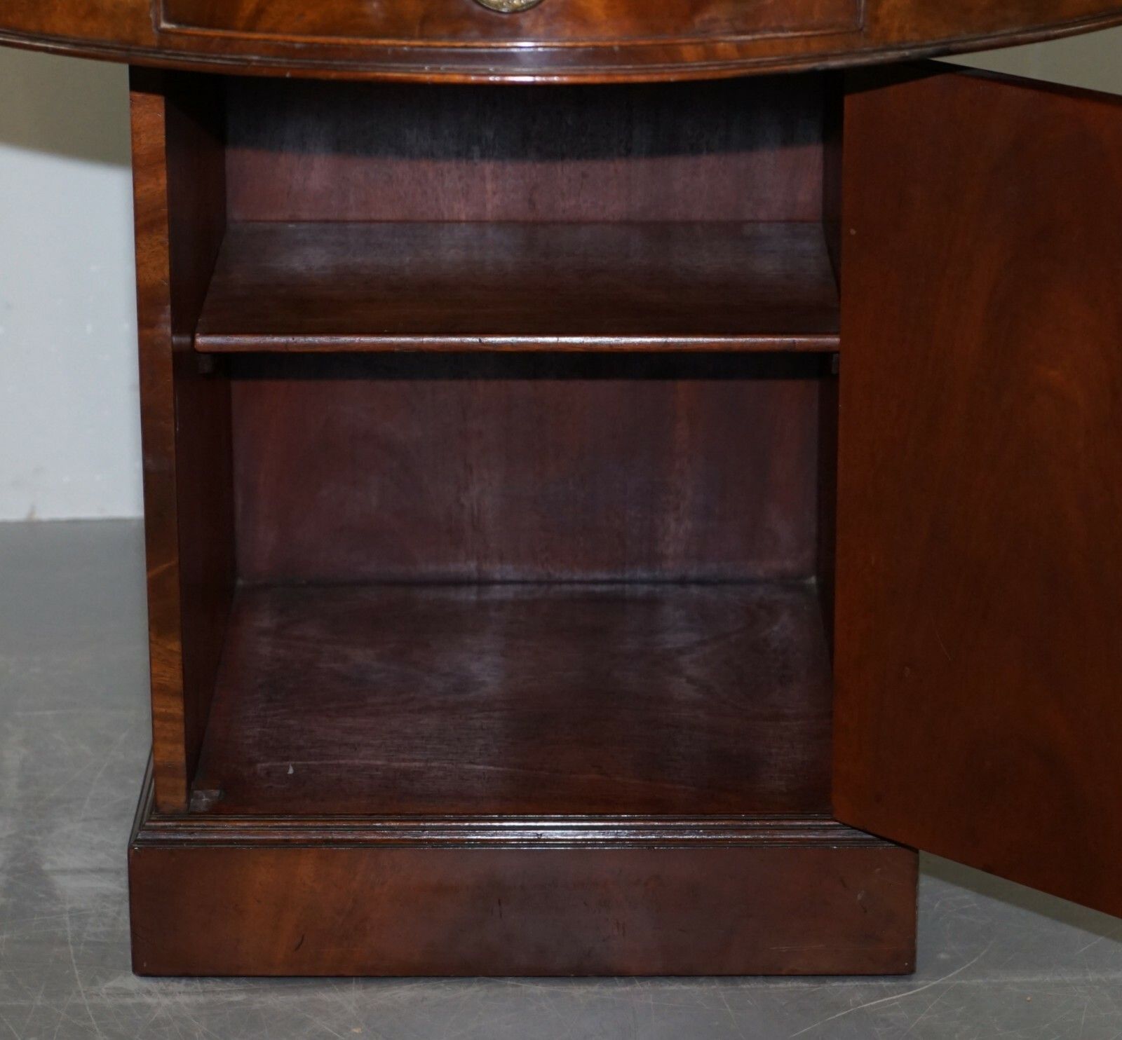 photo for sale Antique Victorian Flamed Mahogany Revolving Rent Drum Table Brown Leather Top