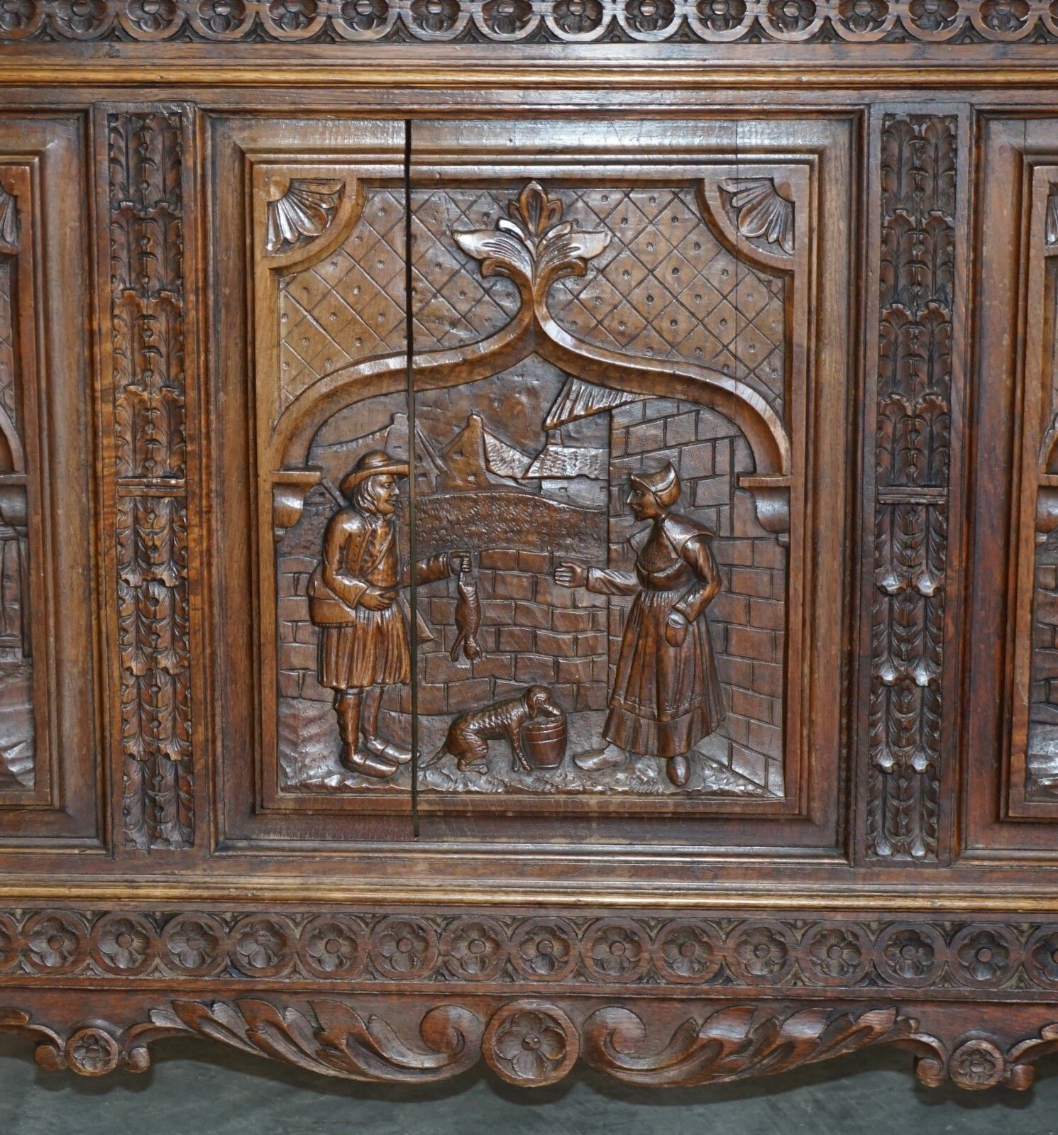 Antique Hand Carved Continental Oak Frame Bedstead Very Nicely Sculpted Part Set photo 9950.0