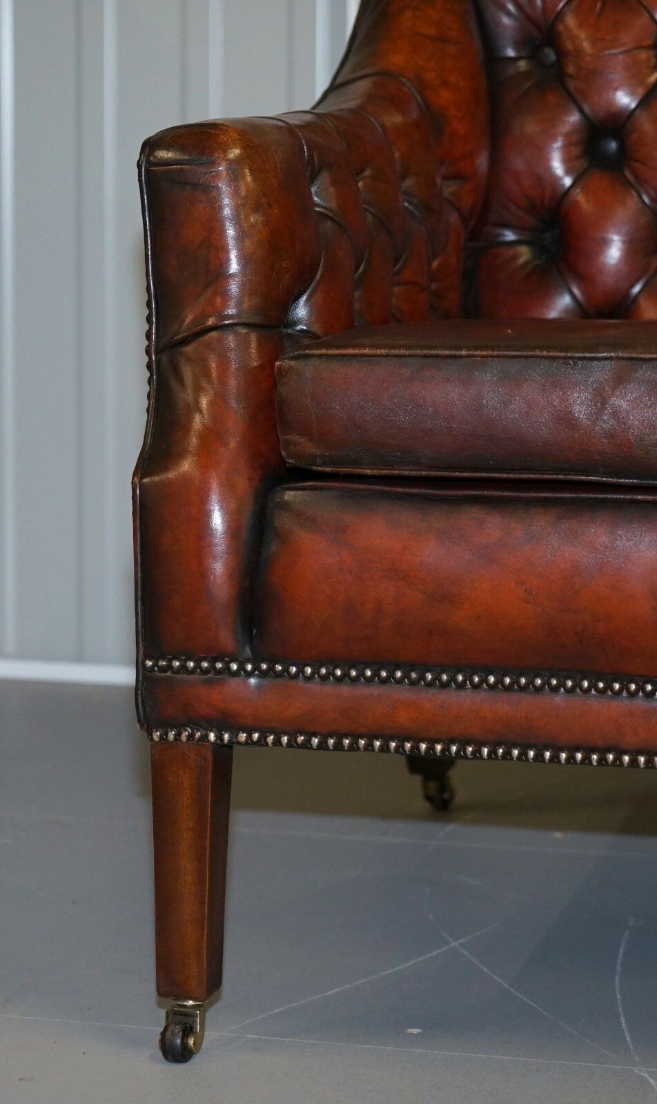 photo furniture 135cm Wide Circa 1900 Fully Restored Whisky Brown Leather Lutyen's Viceroy Sofa