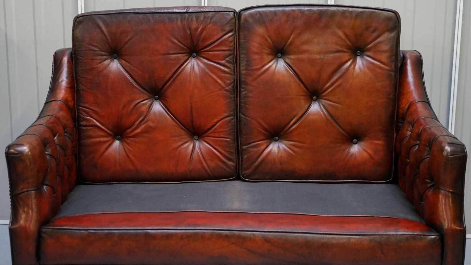 9500.0 135cm Wide Circa 1900 Fully Restored Whisky Brown Leather Lutyen's Viceroy Sofa photo