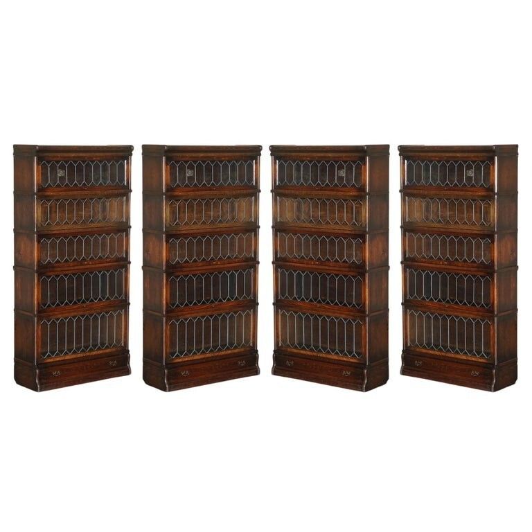 Suite Of Four Original Globe Wernicke Solicitors Stacking Bookcases Drawer Bases