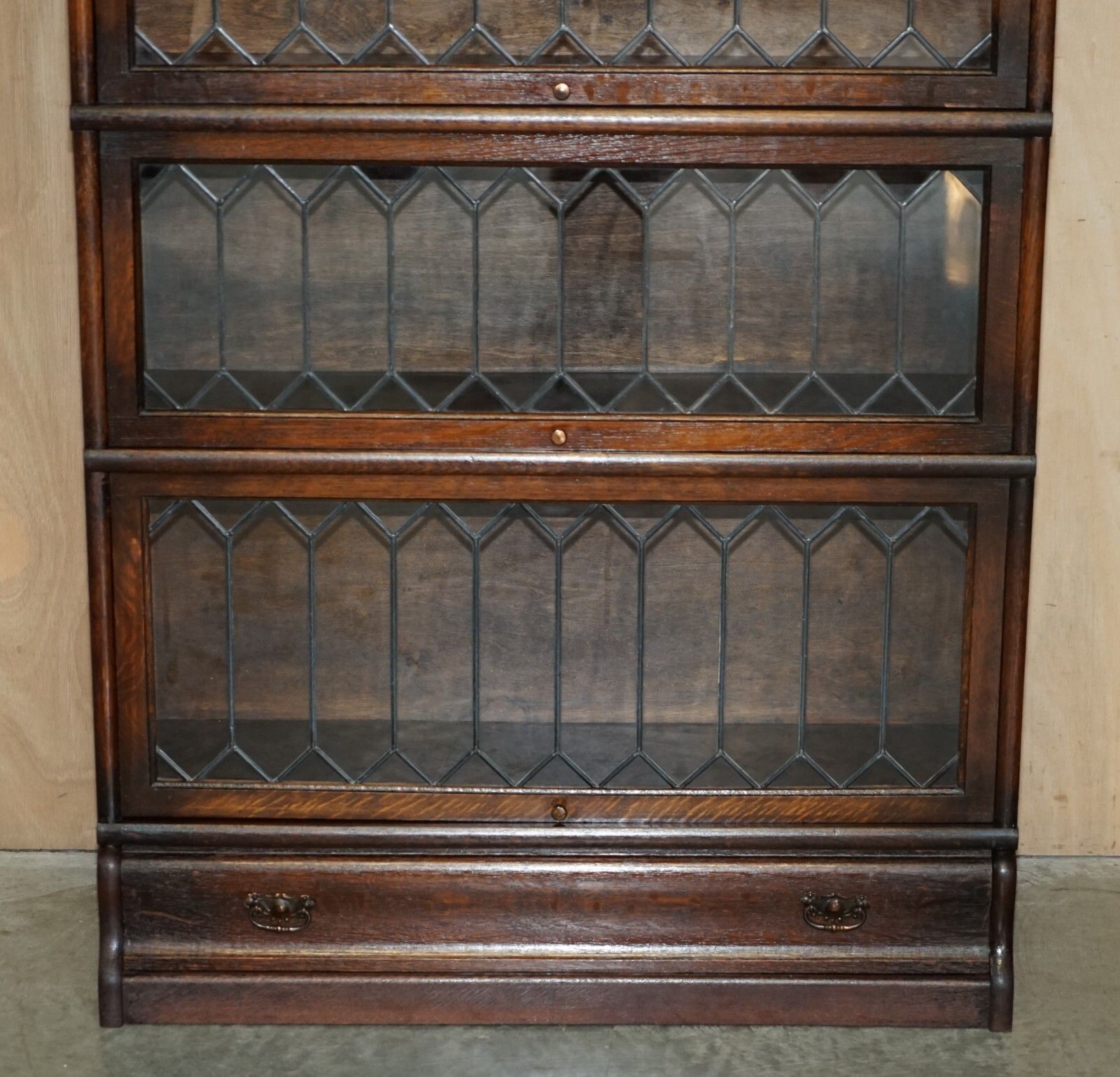 Suite Of Four Original Globe Wernicke Solicitors Stacking Bookcases Drawer Bases photo vinterior