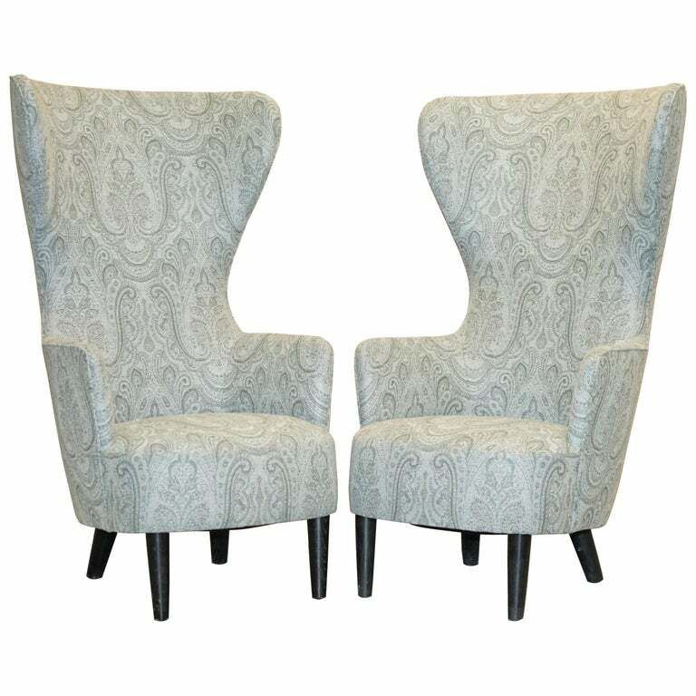 Pair Of Rrp £16,000 2007 Restored George Smith Tom Dixon Wing Back Armchairs
