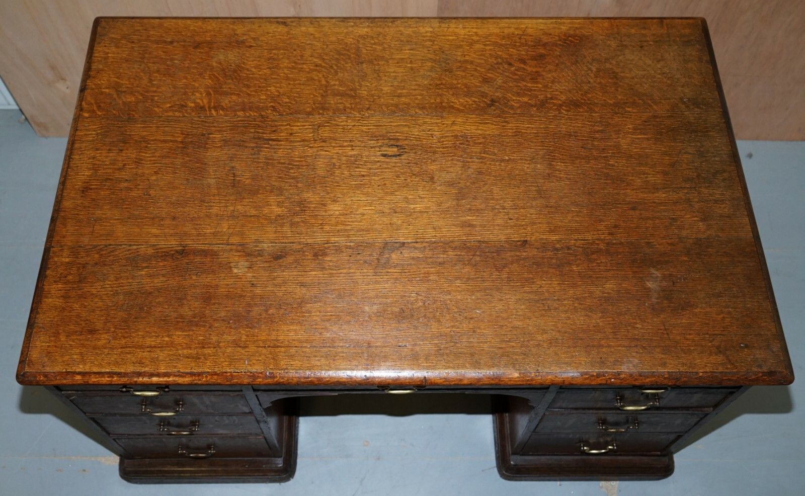 Stamped Gillows Lancaster Double Sided Twin Pedestal Partner Desk Figured Oak photo Furniture