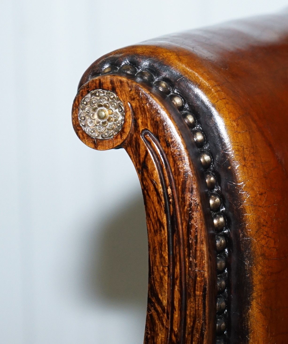 Rare Attributed To Gillows Regency Armchair Hand Dyed Brown Leather Rosewood photo buy