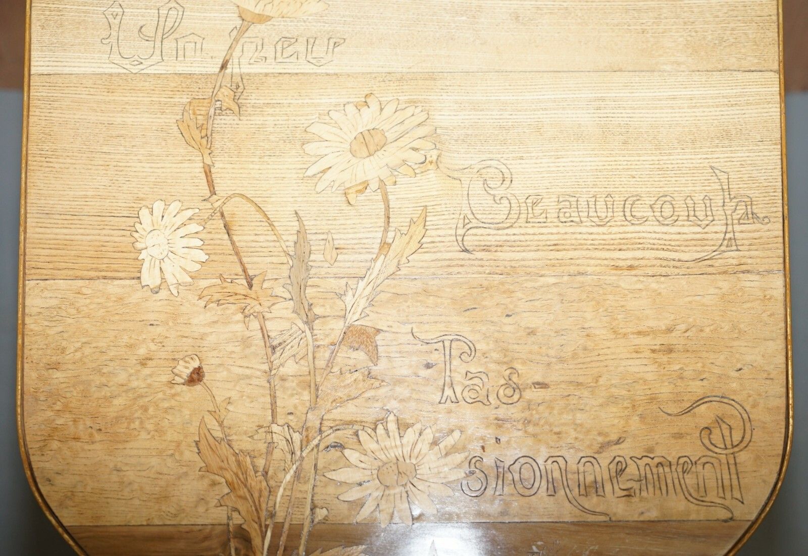 Very Rare Emile Galle Romantic Specimen Wood Table Un Peu Beaucoup Passionnement photo vinterior