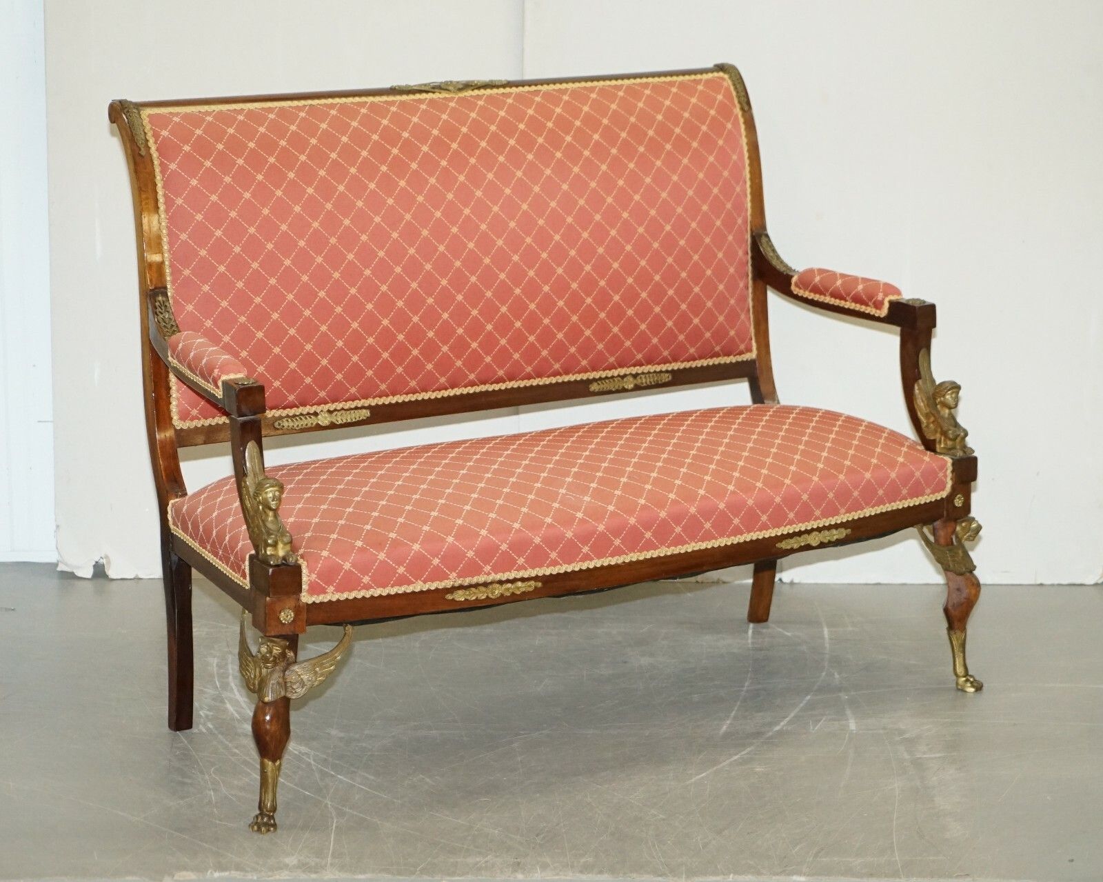 photo for sale 19th Century French Empire Ormolu Sphinx Egyptian Mahogany Suite Sofa Armchairs