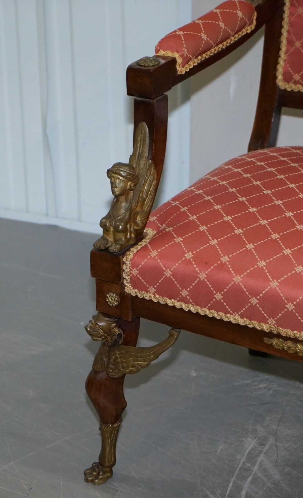 7500.0 19th Century French Empire Ormolu Sphinx Egyptian Mahogany Suite Sofa Armchairs photo