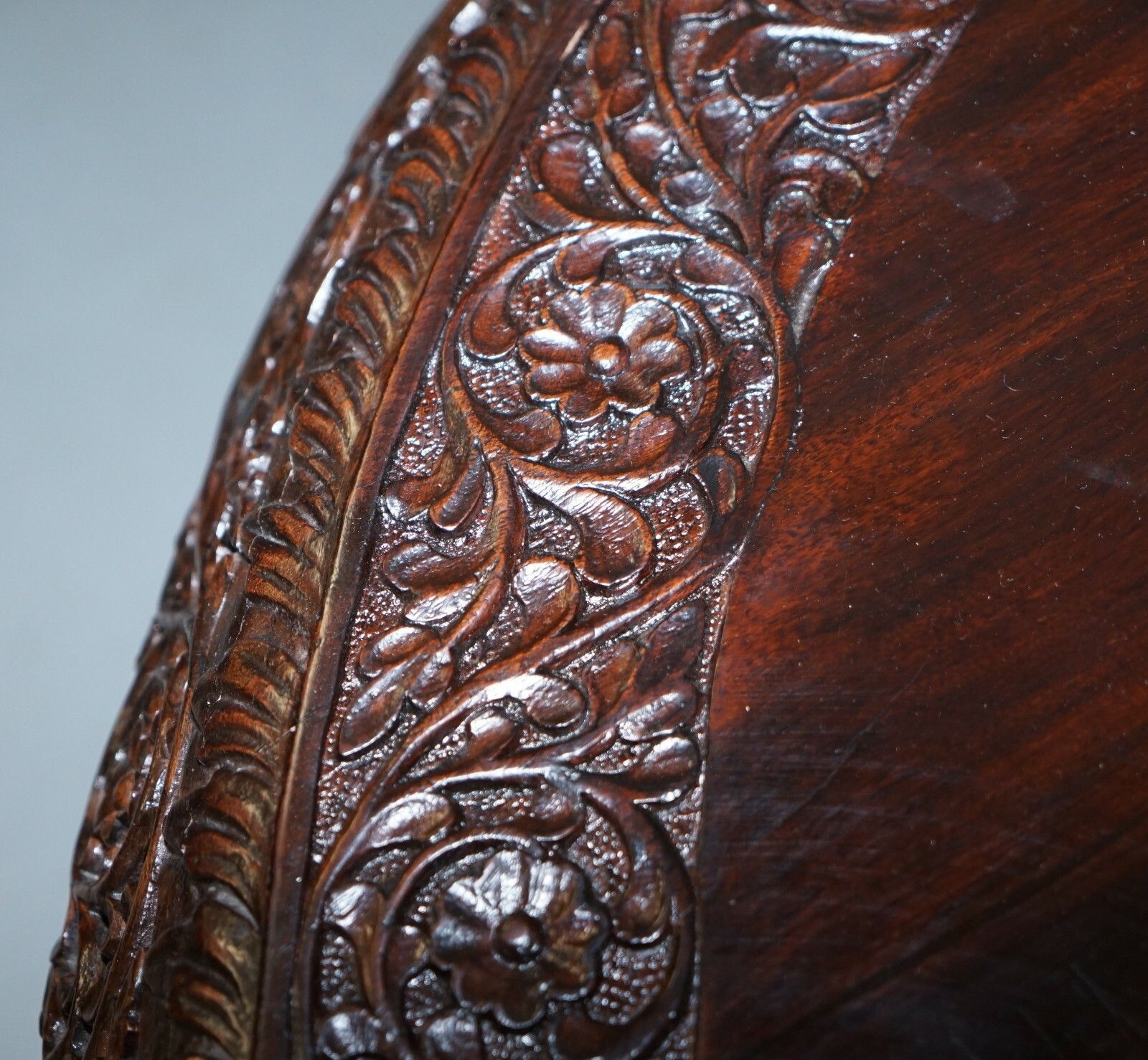 Furniture Rare 19th Cenutry Anglo Indian Padauk Table Hand Carved Rosewood Lions & Flowers photo