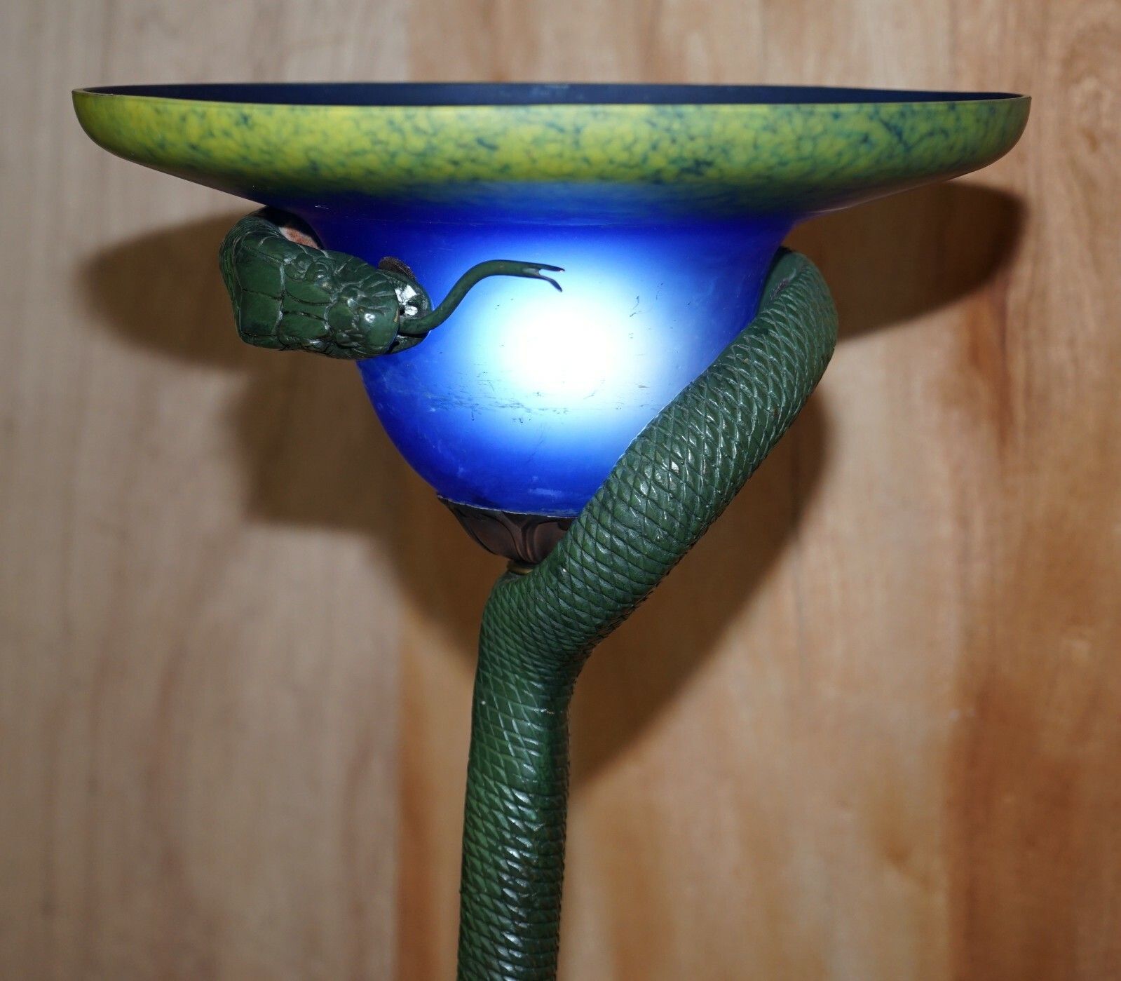 Very Rare Stunning Vintage Bronzed Snake Floor Standing Lamp After Edgar Brandt photo for sale