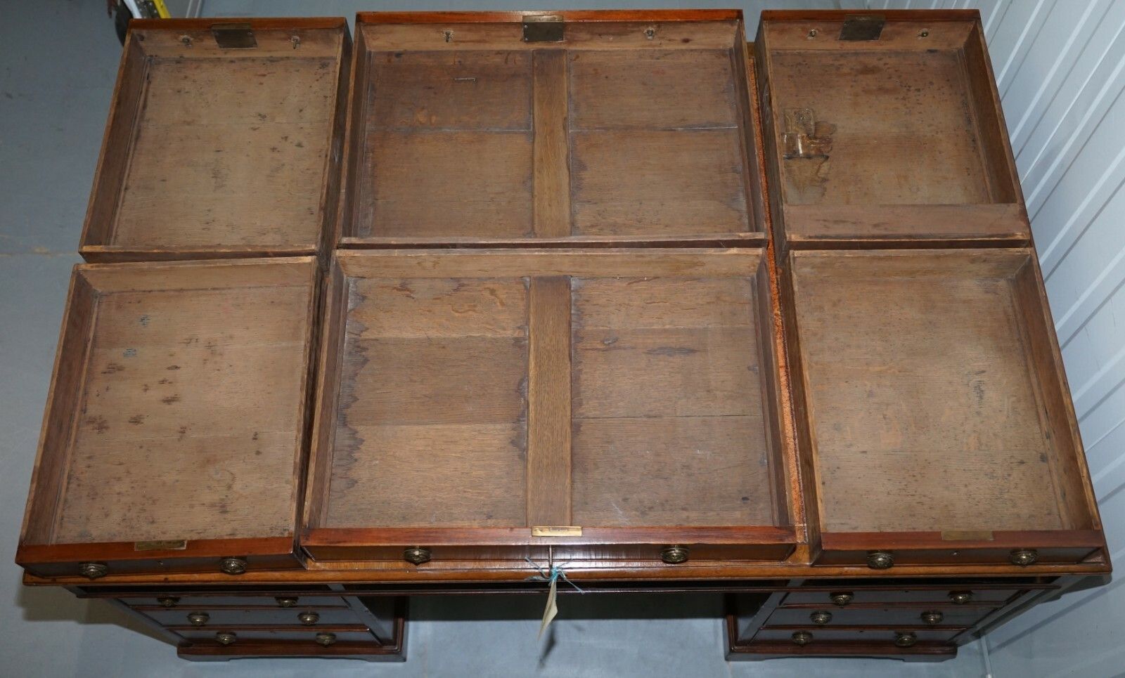 Furniture Original George III Circa 1780 Double Sided Walnut Partner Desk Lion Head Handle photo
