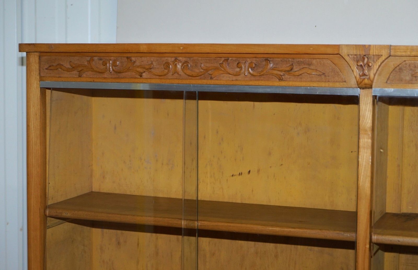Matching Pair Of 170x187cm English Oak Library Study Bookcases With Glazed Doors photo Furniture