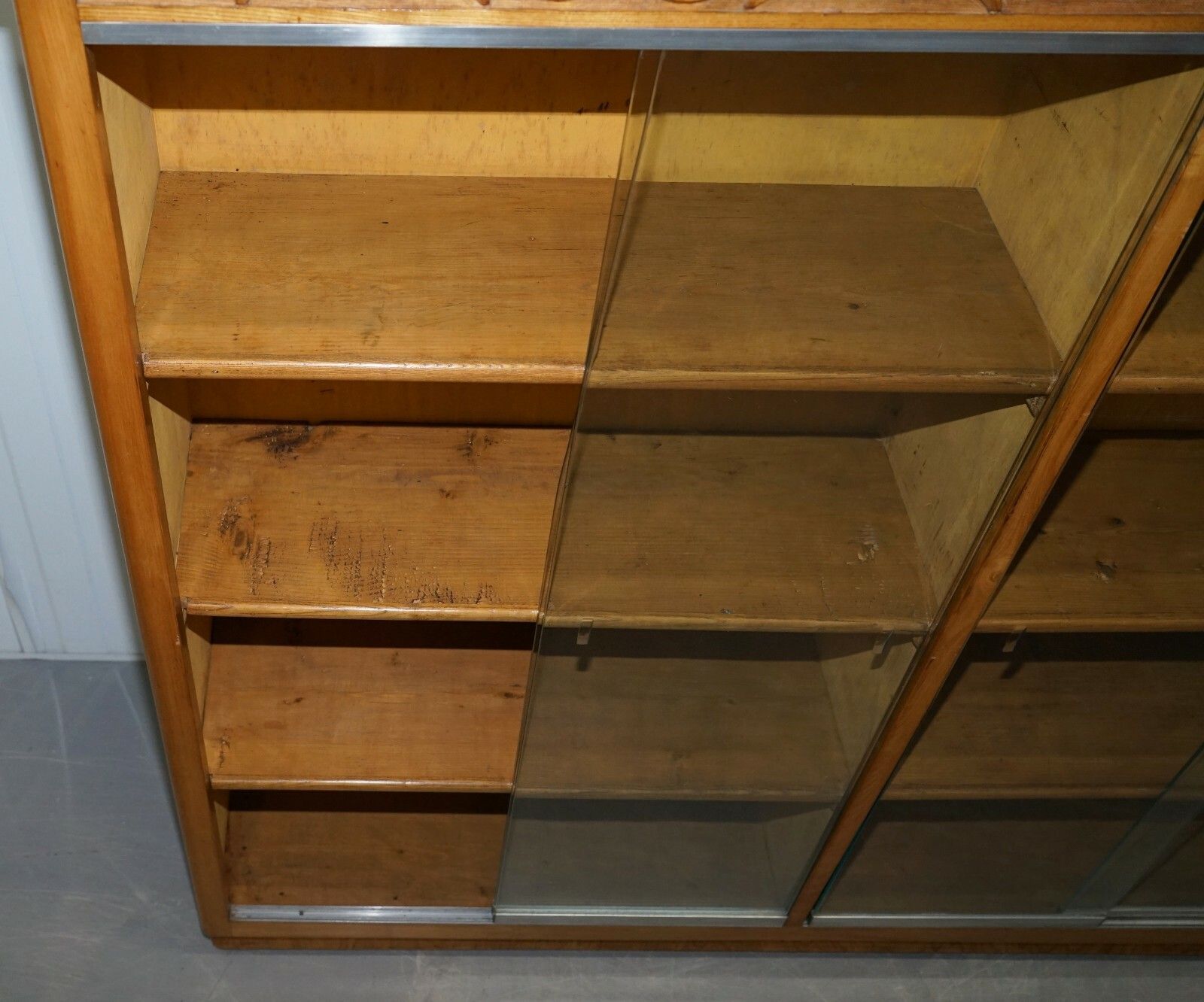 Matching Pair Of 170x187cm English Oak Library Study Bookcases With Glazed Doors photo buy
