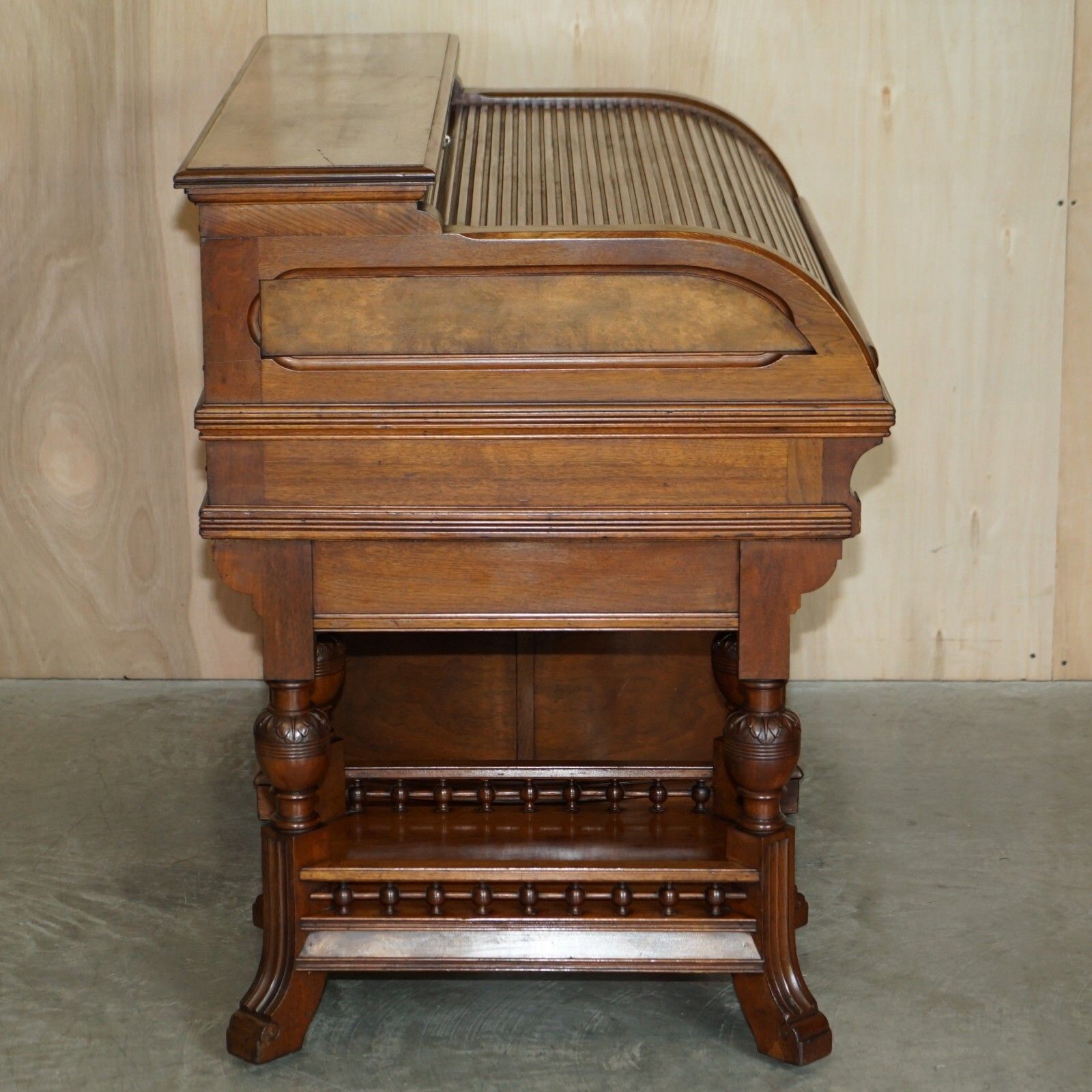 With Certificate Antique Shannon File Co Victorian Walnut Tambour Desk Must See photo 6950.0