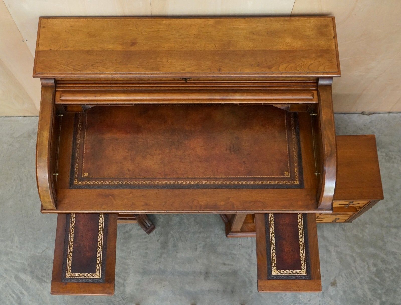 With Certificate Antique Shannon File Co Victorian Walnut Tambour Desk Must See photo vintage