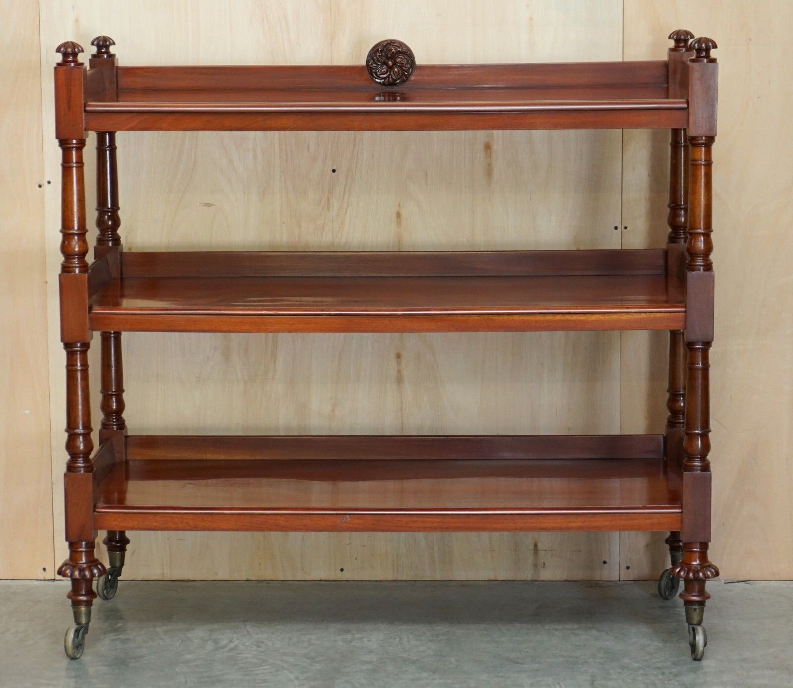Antique Circa 1840 English Mahogany Three Tier Bookcase Trolly After Gillows photo furniture