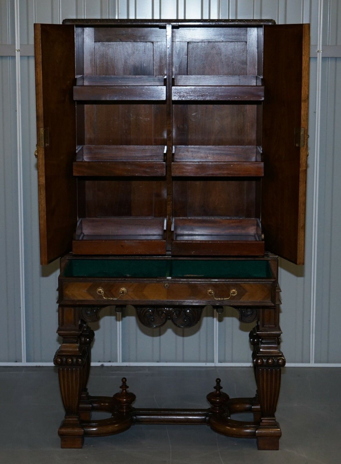 Furniture Exquisite Liberty's Of London Burr Walnut Drinks Cabinet With Sliding Shelves photo