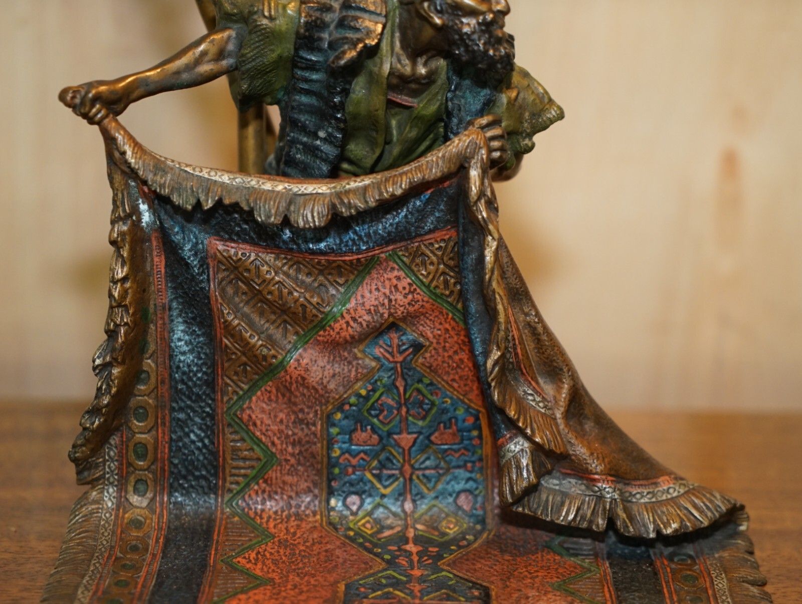 photo furniture Stunning Antique Circa 1910 Franz Bergman Cold Painted Bronze Carpet Seller Lamp